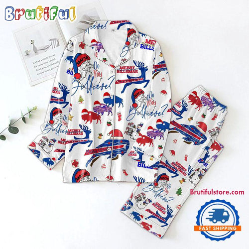NFL Buffalo Bills Do You Billieve For Special Football Team Winter Season Satin Pajamas Set, Bills Gift Pajamas