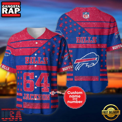 NFL Buffalo Bills Custom Name Number Name Number American Flag Baseball Jersey Shirt