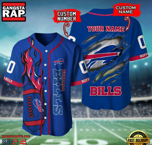 NFL Buffalo Bills Team Logo Litmited Edition Baseball Jersey Shirt