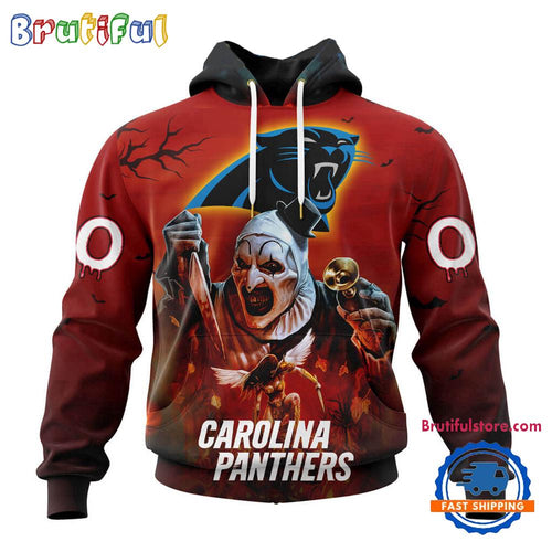 NFL Carolina Panthers Horror Terrifier Ghoulish Valak Halloween Football Hoodie