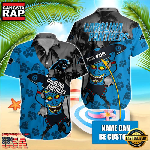NFL Carolina Panthers Retro Custom Name Aloha Hawaiian Shirts