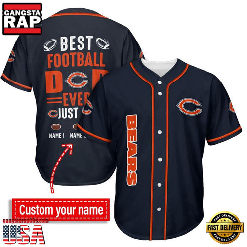 NFL Custom Name Chicago Bears Best Dad Ever New Design Baseball Jersey Shirt