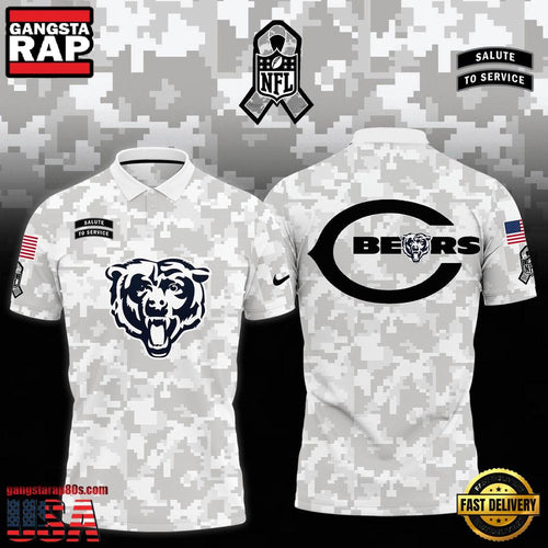 NFL Chicago Bears Camo 2025 Salute to Service Polo Shirt