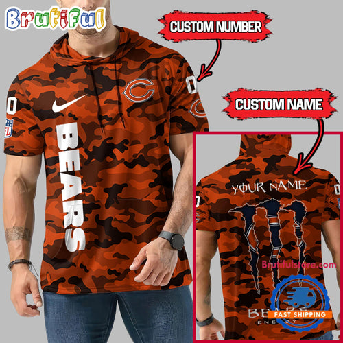NFL Chicago Bears Custom Name Camo Sleeveless Hoodie Design