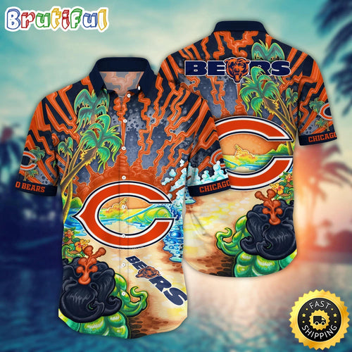 NFL Chicago Bears Hawaiian Shirt Flower Hawaii Shirt For Football Fans