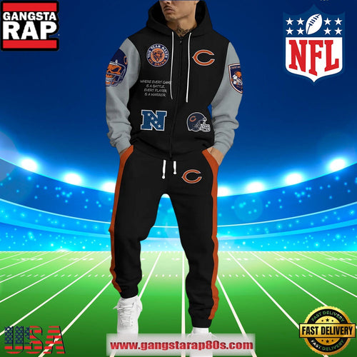 NFL Chicago Bears Holiday Christmas New 2025 Zip Hoodie Joggers Set