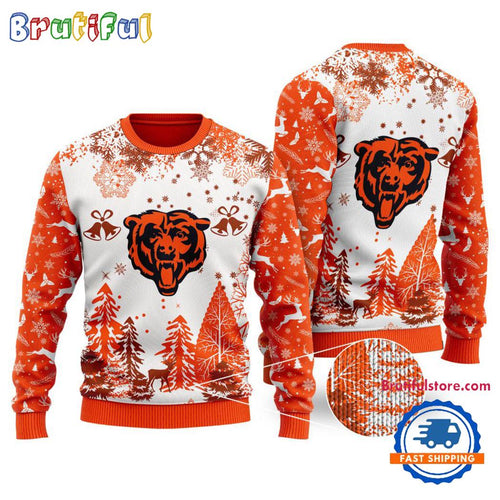 NFL Chicago Bears Logo Football Team Special Xmas Tree Christmas Ugly Sweater