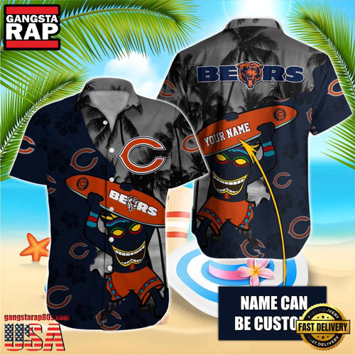 NFL Chicago Bears Retro Custom Name Aloha Hawaiian Shirts