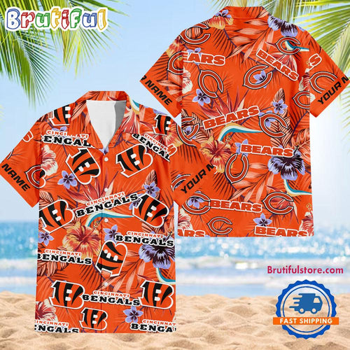 NFL Cincinnati Bengals Football Team Flower Summer Design Hawaiian Button Shirt