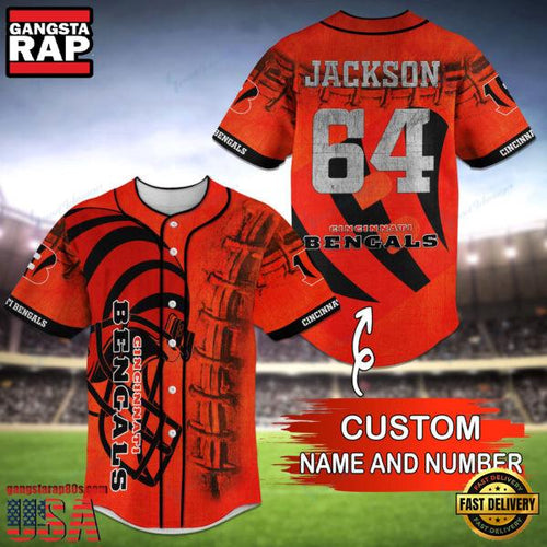 NFL Cincinnati Bengals Custom Name Number Name Number Baseball Jersey Shirt