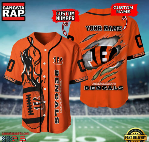 NFL Cincinnati Bengals Team Logo Litmited Edition Baseball Jersey Shirt