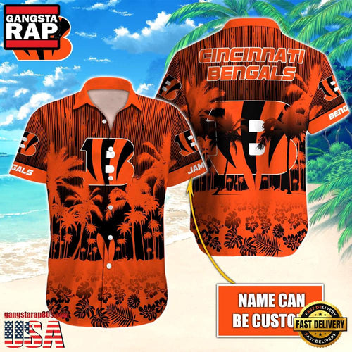NFL Cincinnati Bengals Vintage Style Custom Name Aloha Hawaiian Shirt