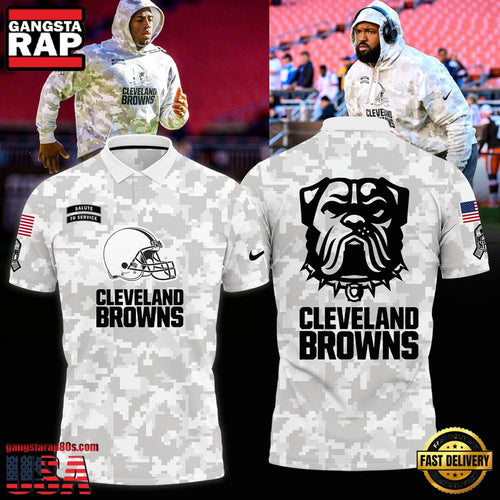 NFL Cleveland Browns Camo 2025 Salute to Service Polo Shirt