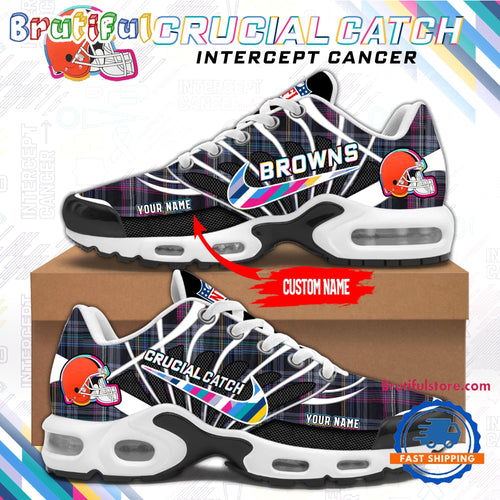 NFL Cleveland Browns Crucial Catch Intercept Cancer Air Max Plus Shoes Sneaker