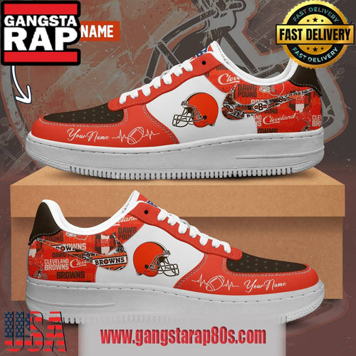 NFL Cleveland Browns Custom Name Air Force 1 Running Sneakers Shoes