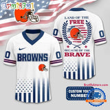 NFL Cleveland Browns Land Of The Free Because of The Brave Football Jersey