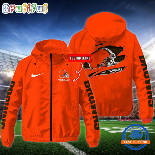 NFL Cleveland Browns Special Football Logo Team Design Windbreaker Outdoor Jacket