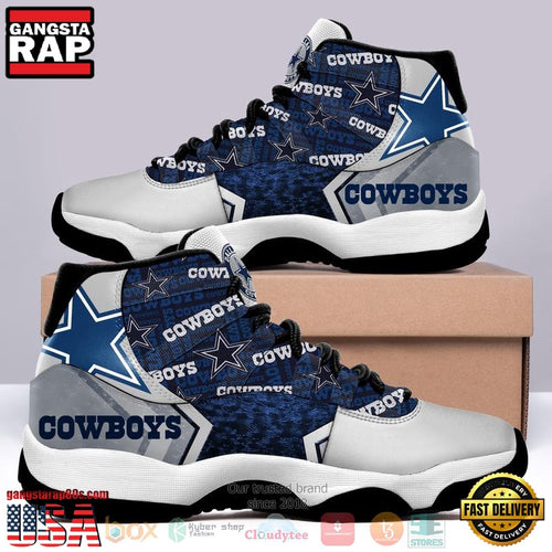 NFL Dallas Cowboys Blue Grey Unique Design Air Jordan 11 Shoes
