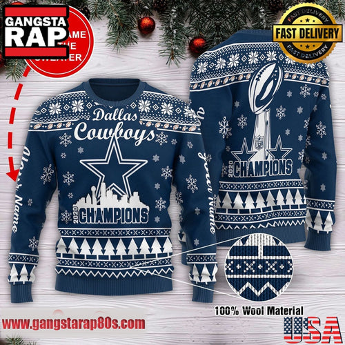 NFL Dallas Cowboys Champions 2025 Custom Ugly Christmas Sweater