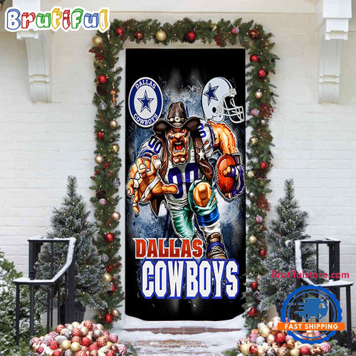 NFL Dallas Cowboys Football Team Christmas Door Cover, Football Xmas Door Covers