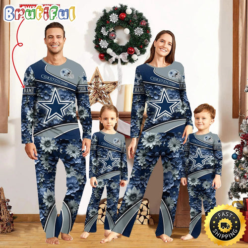 NFL Dallas Cowboys Pajamas Flower Sports For Family Custom Name Pajamas