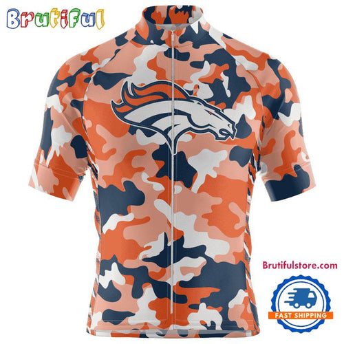 NFL Denver Broncos Football Team Colorful Camo Cycling Jersey