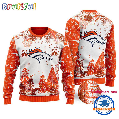 NFL Denver Broncos Logo Football Team Special Xmas Tree Christmas Ugly Sweater