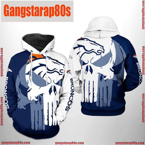 NFL Denver Broncos Team Skull 3D Printed Hoodie Shirt