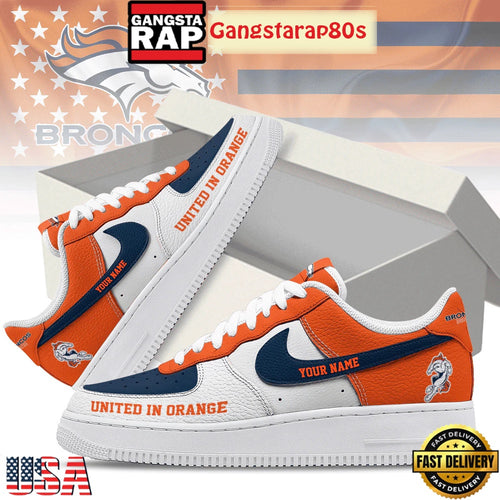 NFL Denver Broncos United In Orange Custom Nike Air Force 1 Sneakers Shoes