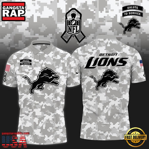 NFL Detroit Lions Camo 2025 Salute to Service Polo Shirt