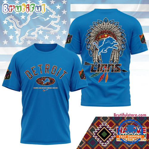 NFL Detroit Lions Football Native American Heritage Month Unisex 3D Shirt
