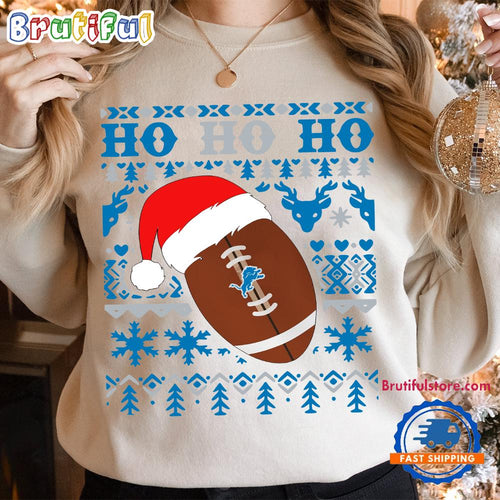 NFL Detroit Lions Football Santa Claus Hohoho Christmas Pattern Sweatshirt
