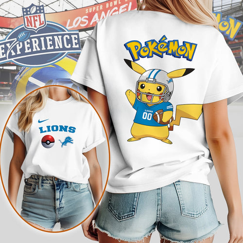 NFL Detroit Lions x Pokemon Premium Womens 3D Shirt