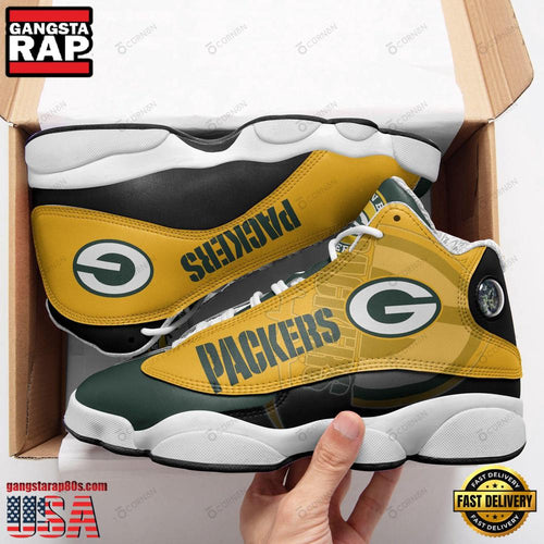 NFL Green Bay Packers New Design Air Jordan 13 Running Sneakers Shoes For Fans
