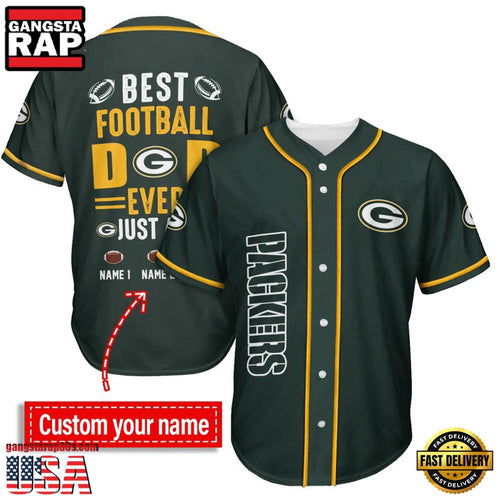 NFL Custom Name Green Bay Packers Best Dad Ever New Design Baseball Jersey Shirt
