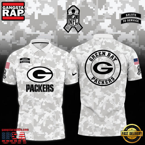 NFL Green Bay Packers Camo 2025 Salute to Service Polo Shirt