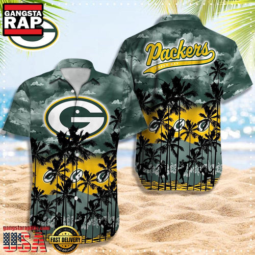 NFL Green Bay Packers Retro Aloha Shirts For Men Women