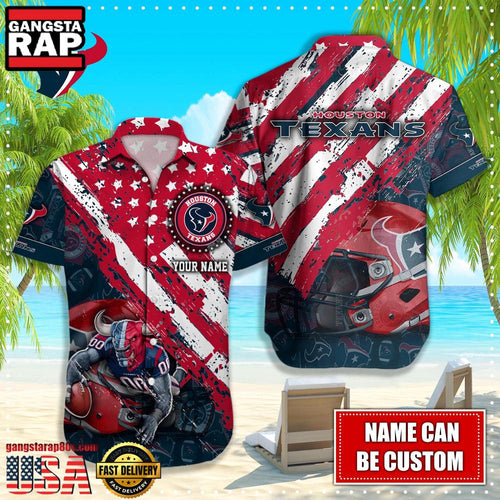 NFL Houston Texans American Flag custom Hawaiian Shirts For Men Women