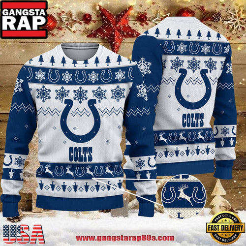 NFL Indianapolis Colts 2025 Reindeer Christmas Tree Ugly Xmas Sweater