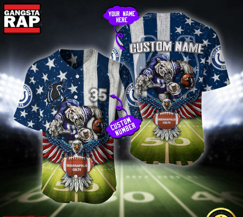 NFL Indianapolis Colts Eagle US Flag x Veterans Custom Name Number Baseball Jersey Shirt