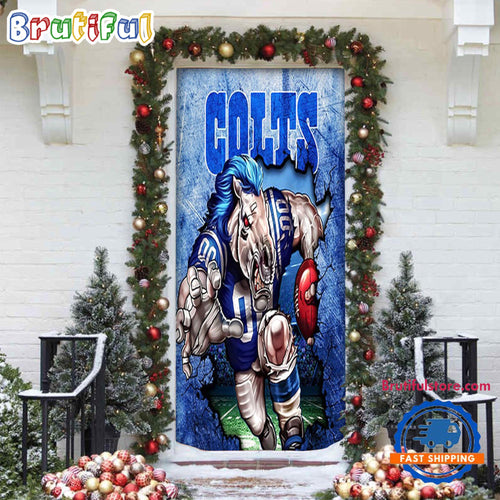 NFL Indianapolis Colts Football Team Christmas Door Cover, Football Xmas Door Covers