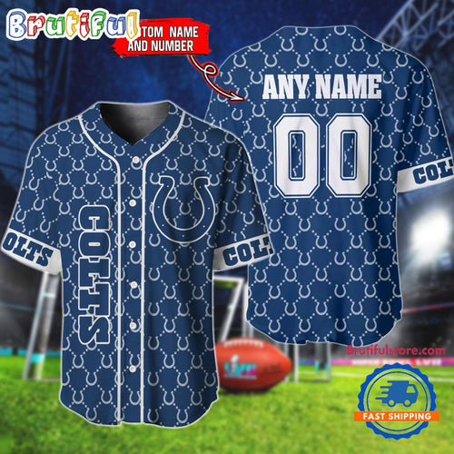 NFL Indianapolis Colts Logo Team Hologram Pattern Design Baseball Jersey