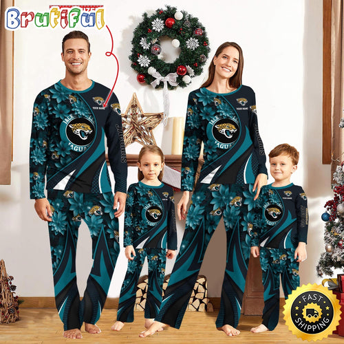 NFL Jacksonville Jaguars Pajamas Flower For Family Custom Name Pajamas