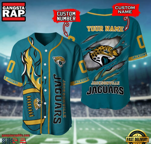 NFL Jacksonville Jaguars Team Logo Litmited Edition Baseball Jersey Shirt