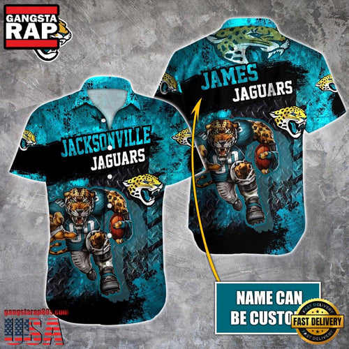 NFL Jacksonville Jaguars Warrior Mascot Custom Name Aloha Hawaiian Shirt