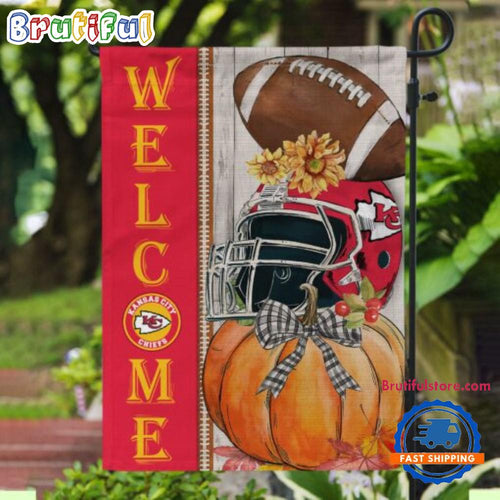 NFL Kansas City Chiefs Flower Pumpkin Halloween Football Garden Flag