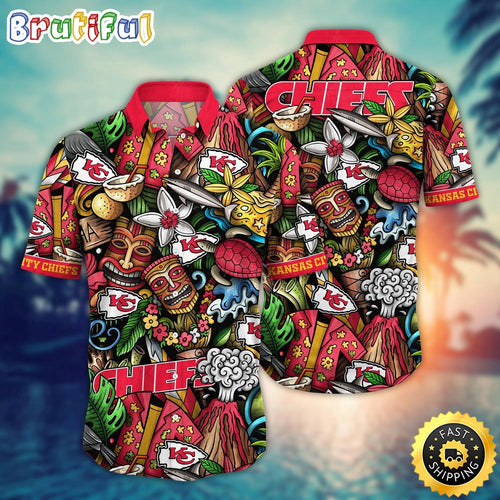 NFL Kansas City Chiefs Hawaii Shirt Flowe Tiki Me Off Aloha Shirt