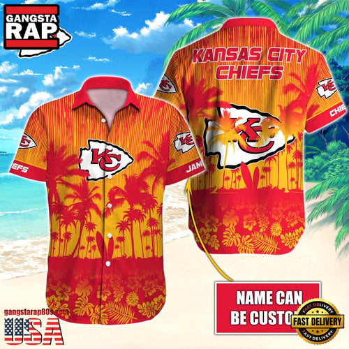 NFL Kansas City Chiefs Vintage Style Custom Name Aloha Hawaiian Shirt