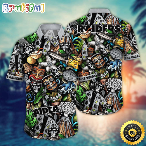 NFL Las Vegas Raiders Hawaii Shirt Flower Tiki Me Off Aloha Shirt