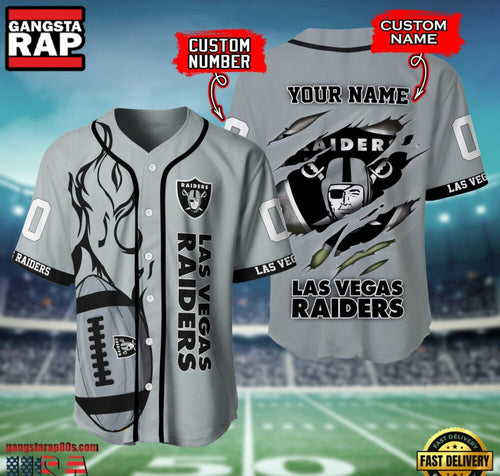 NFL Las Vegas Raiders Team Logo Litmited Edition Baseball Jersey Shirt
